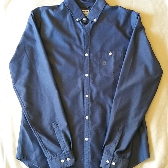 Express Other - Express Fitted Blue Button Up Dress Shirt, Size L